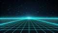 Futuristic virtual reality perspective grid plane stretching into an infinite starry dark space. Royalty Free Stock Photo
