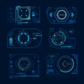 Futuristic virtual screen. Monitoring hud panel frame with tracking aim. Computer systems display tech process graph vector