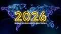 2026 Global Development and New Trends Digital World Map Royalty Free Stock Photo