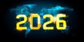 2026 Global Development and New Trends Digital World Map Royalty Free Stock Photo