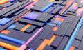 Futuristic visualization big data security. Geometric blocks of different colors of random shapes. Abstract isometric 3D backdrop