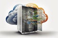 Futuristic visualization of cloud data processing server. Generative ai Royalty Free Stock Photo