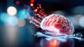 Futuristic visualization of a human brain connected to a microchip, symbolizing artificial intelligence and digital Royalty Free Stock Photo