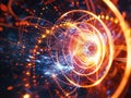 Futuristic vortex tunnel of streaming data and video fluxing blue background,Generative ai