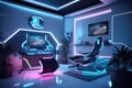 futuristic vr gaming station with led lighting