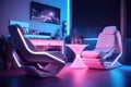 futuristic vr gaming station with led lighting