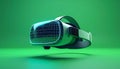 Futuristic VR Headset Floating on Green Background Royalty Free Stock Photo