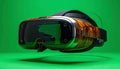 Futuristic VR Headset Floating on a Green Screen Background Royalty Free Stock Photo