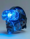 Futuristic VR Headset Glowing with Blue Light Royalty Free Stock Photo