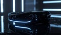 Futuristic VR Headset with Glowing Neon Lights Royalty Free Stock Photo