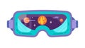 Futuristic VR headset with space view, immersive technology vector design Generative AI Royalty Free Stock Photo