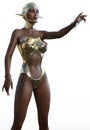 Futuristic warrior woman in a golden suit, 3d rendering