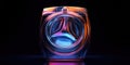 Futuristic washing machine design with vibrant neon colors and sleek appearance