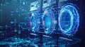 Futuristic washing machines showing internet of things and artificial intelligence technology