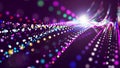 Futuristic wave on dark background. Colored pattern of connection dots and lines. Technology Banner. 3D Widescreen Royalty Free Stock Photo