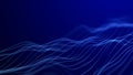 Futuristic wave of smooth lines.Wire network technologies.Cyber security background. 3D rendering