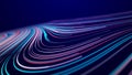 Futuristic wave of smooth lines.Wire network technologies.Cyber security background. 3D rendering
