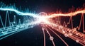 A futuristic waveform data visualization with glowing lines and vibrant colors Royalty Free Stock Photo