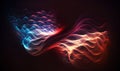 Futuristic wavy background. Mystical energy of the universe in form of blue and red waves, soft ethereal dreamy banner.