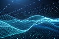 Futuristic wavy background with particles and dots Royalty Free Stock Photo