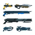 Futuristic Weapons, Blaster and Gun with Laser Vector Set