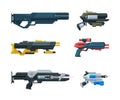 Futuristic Weapons, Blaster and Gun with Laser Vector Set