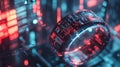 Futuristic wearable technology bracelet showing digital data interface Royalty Free Stock Photo