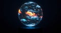 Futuristic Weather Globe Hologram Displaying Global Climate Data Visualization Royalty Free Stock Photo