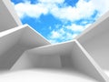 Futuristic White Architecture Design on Cloudy Sky Background Royalty Free Stock Photo