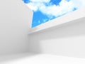 Futuristic White Architecture Design on Cloudy Sky Background Royalty Free Stock Photo