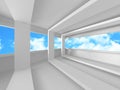 Futuristic White Architecture Design on Cloudy Sky Background Royalty Free Stock Photo
