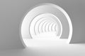 Futuristic white circular tunnel with endless archways for modern architecture design Royalty Free Stock Photo