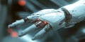 A Futuristic White Cybernetic Hand with Sleek Design for Advanced Robotics Human Augmentation and Technology Innovation Projects Royalty Free Stock Photo