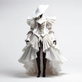 Futuristic White Fantasy Costume With Baroque Chiaroscuro Details Royalty Free Stock Photo