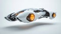 Futuristic White Flying Car with Orange Lights Royalty Free Stock Photo