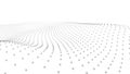 Futuristic white futuristic background. Wave with connecting dots and lines on wave background. Abstract interlacing lines and Royalty Free Stock Photo