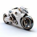Futuristic White And Gold Motorcycle - 3d Render Royalty Free Stock Photo