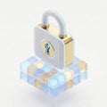 Isometric Encryption Padlock Floating Over Data Blocks. Cyber Security. Royalty Free Stock Photo