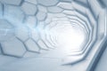 Futuristic White Hexagonal Tunnel with Bright Light Royalty Free Stock Photo