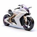 Futuristic White Motorcycle On White Background - 3d Sym Motorcycle