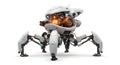 White Humanoid-Spider Hybrid Robot with Orange Visor - Generative AI Royalty Free Stock Photo