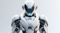 Futuristic White Robot: Professional, Friendly, And Helpful Military Customer Support