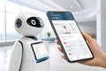 Smart Home Robot Controlled by Smartphone Royalty Free Stock Photo