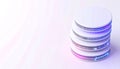 A futuristic white server stack with glowing blue and purple data lights, symbolizing cloud computing Royalty Free Stock Photo