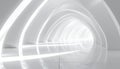 Futuristic White Tunnel with Arched Architecture and Light Rays Royalty Free Stock Photo