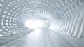 Futuristic White Tunnel with Perforated Walls and Bright Light at the End Royalty Free Stock Photo