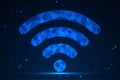 futuristic WiFi icon rendered in a low poly geometric style Royalty Free Stock Photo