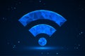 futuristic WiFi icon rendered in a low poly geometric style Royalty Free Stock Photo
