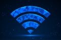 futuristic WiFi icon rendered in a low poly geometric style Royalty Free Stock Photo