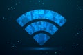 futuristic WiFi icon rendered in a low poly geometric style Royalty Free Stock Photo